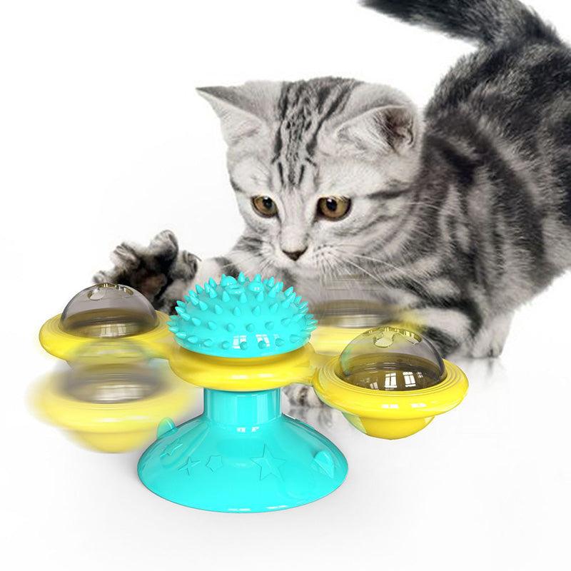 Cat Rotating Windmill Multi - Function Toys Itch Scratching Device Teeth Shining Toy - AmiraMart