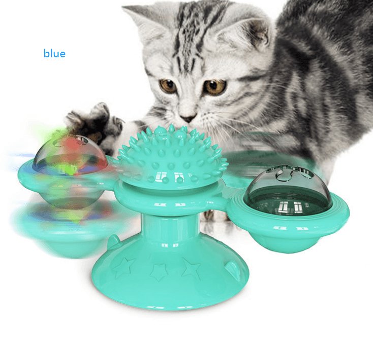Cat Rotating Windmill Multi - Function Toys Itch Scratching Device Teeth Shining Toy - AmiraMart