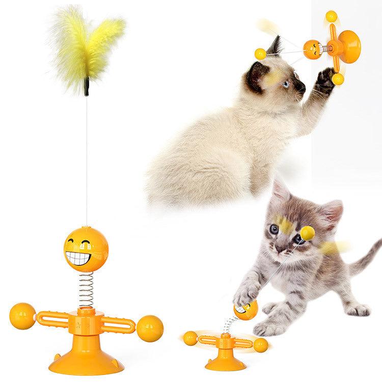 Cat Rotating Windmill Multi - Function Toys Itch Scratching Device Teeth Shining Toy - AmiraMart