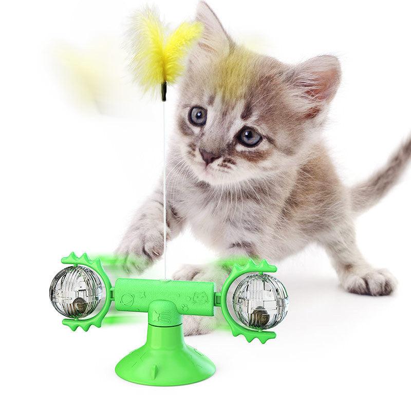 Cat Rotating Windmill Multi - Function Toys Itch Scratching Device Teeth Shining Toy - AmiraMart