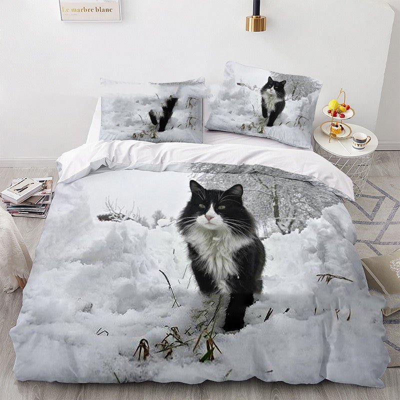 Cat Series 3d Digital Printed Quilt Cover Three - piece Set - AmiraMart