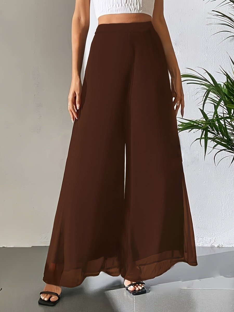 Chiffon Wide-Leg Pants | Casual Loose Flowy Trousers - AmiraMart