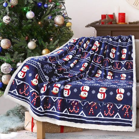 Christmas Printing Double Layer Thickened Fleece Cover Blanket - AmiraMart