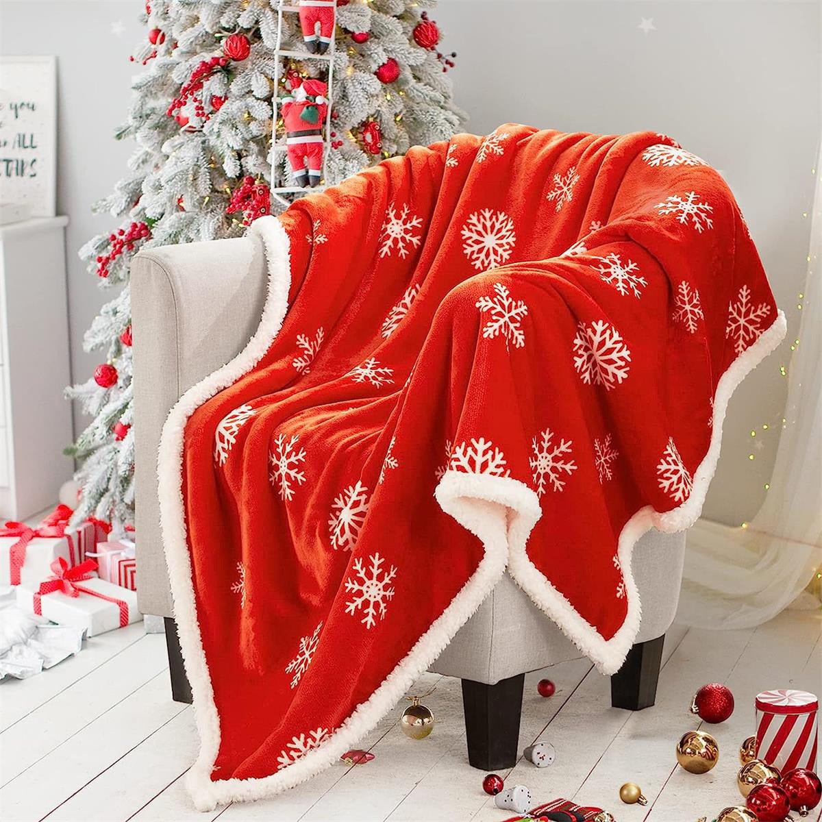 Christmas Printing Double Layer Thickened Fleece Cover Blanket - AmiraMart