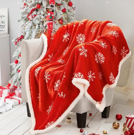 Christmas Printing Double Layer Thickened Fleece Cover Blanket - AmiraMart