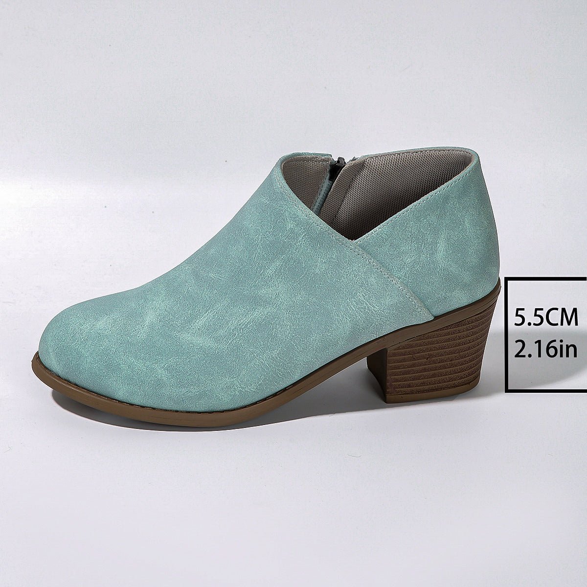 Chunky Heel Round Toe Ankle Boots - AmiraMart
