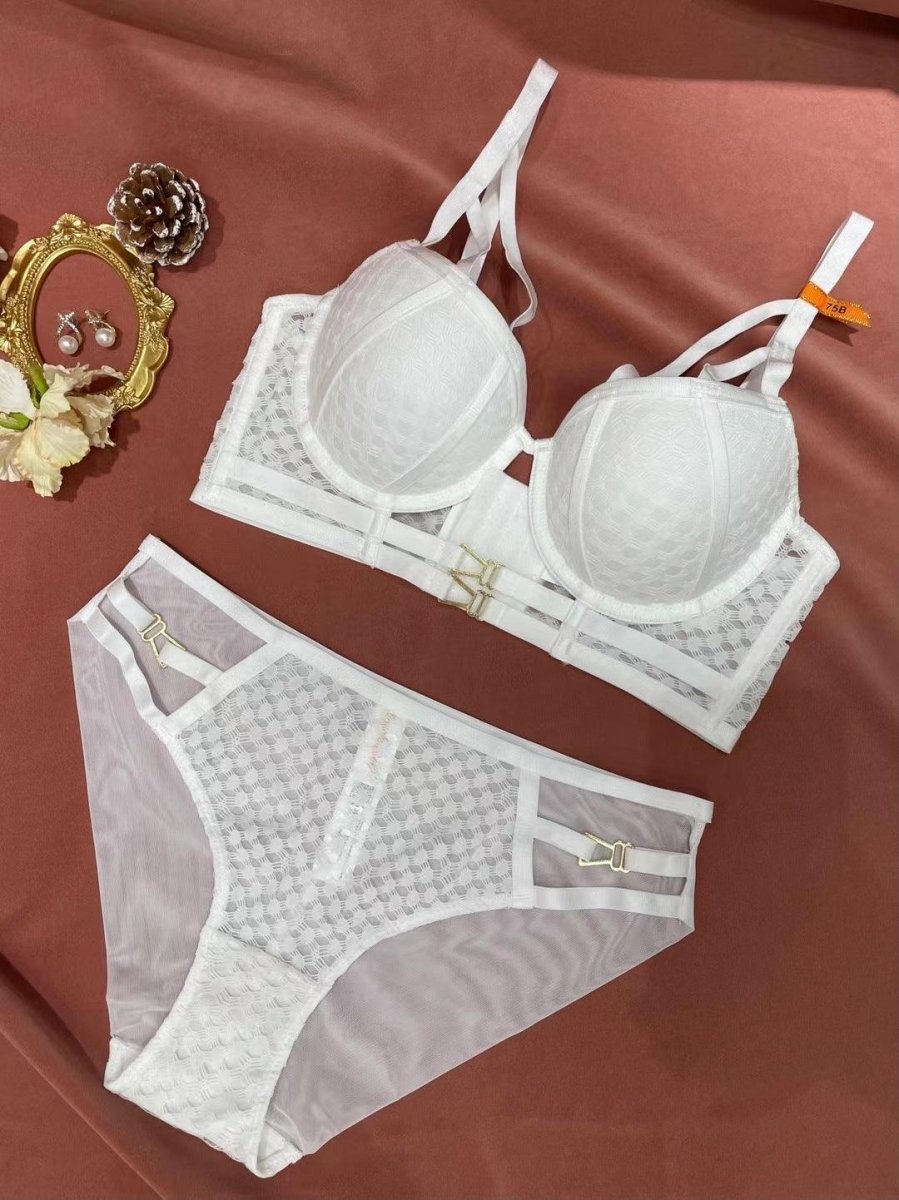 Classic Women's Hollow Out Underwear Anti Drop Bra Set - AmiraMart