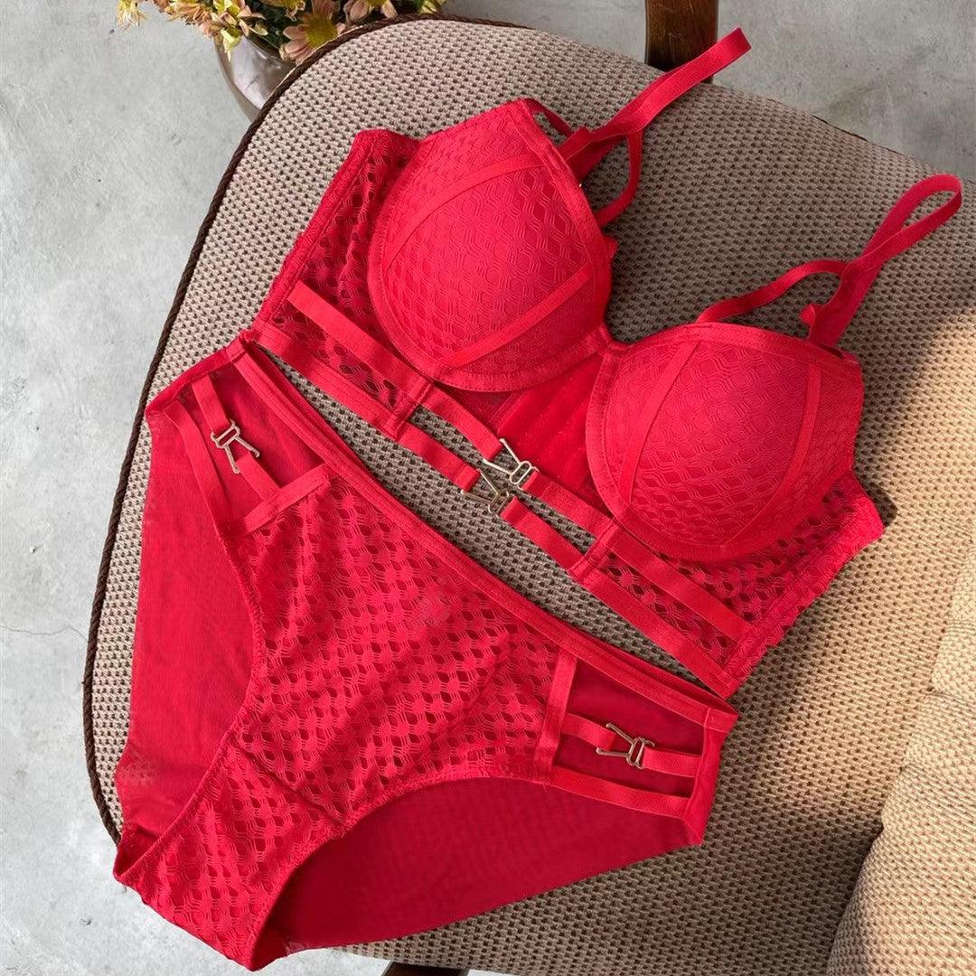 Classic Women's Hollow Out Underwear Anti Drop Bra Set - AmiraMart