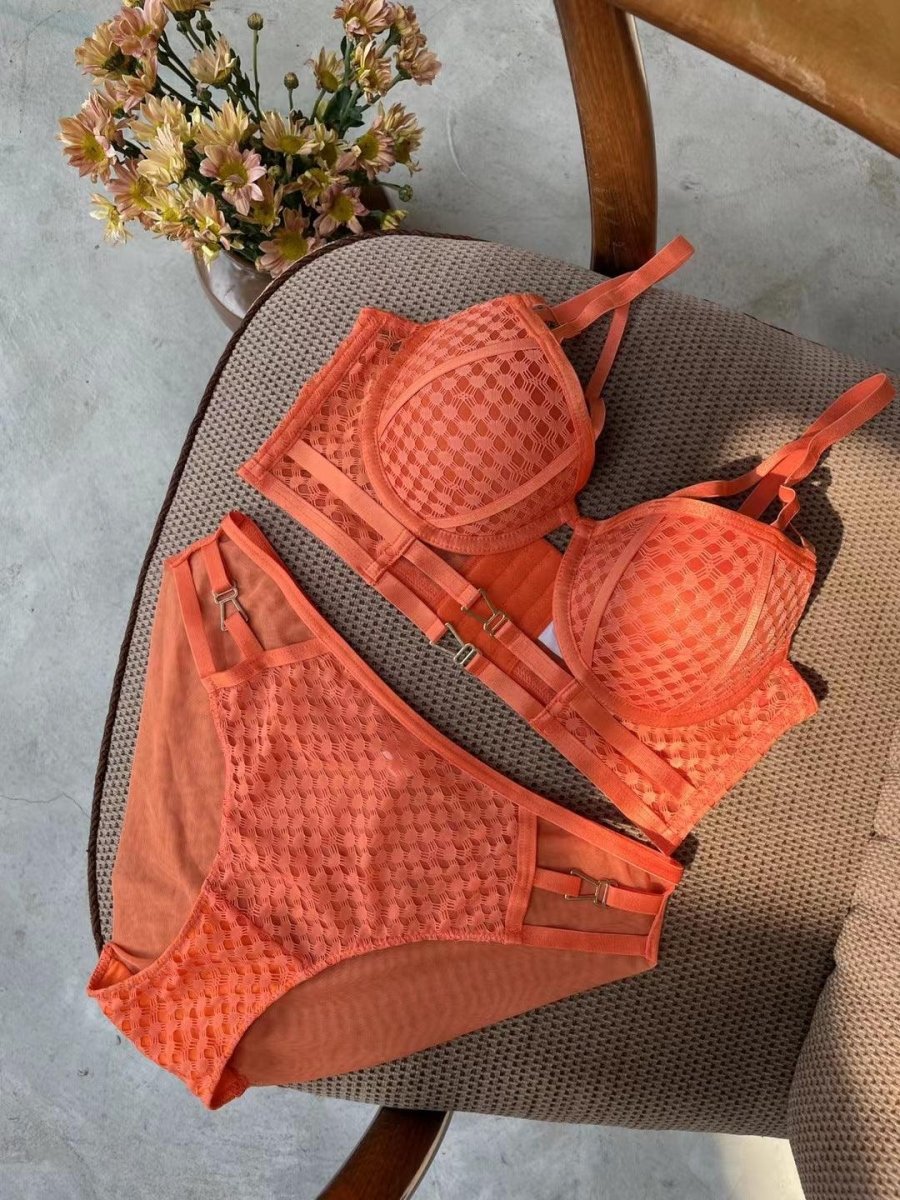 Classic Women's Hollow Out Underwear Anti Drop Bra Set - AmiraMart