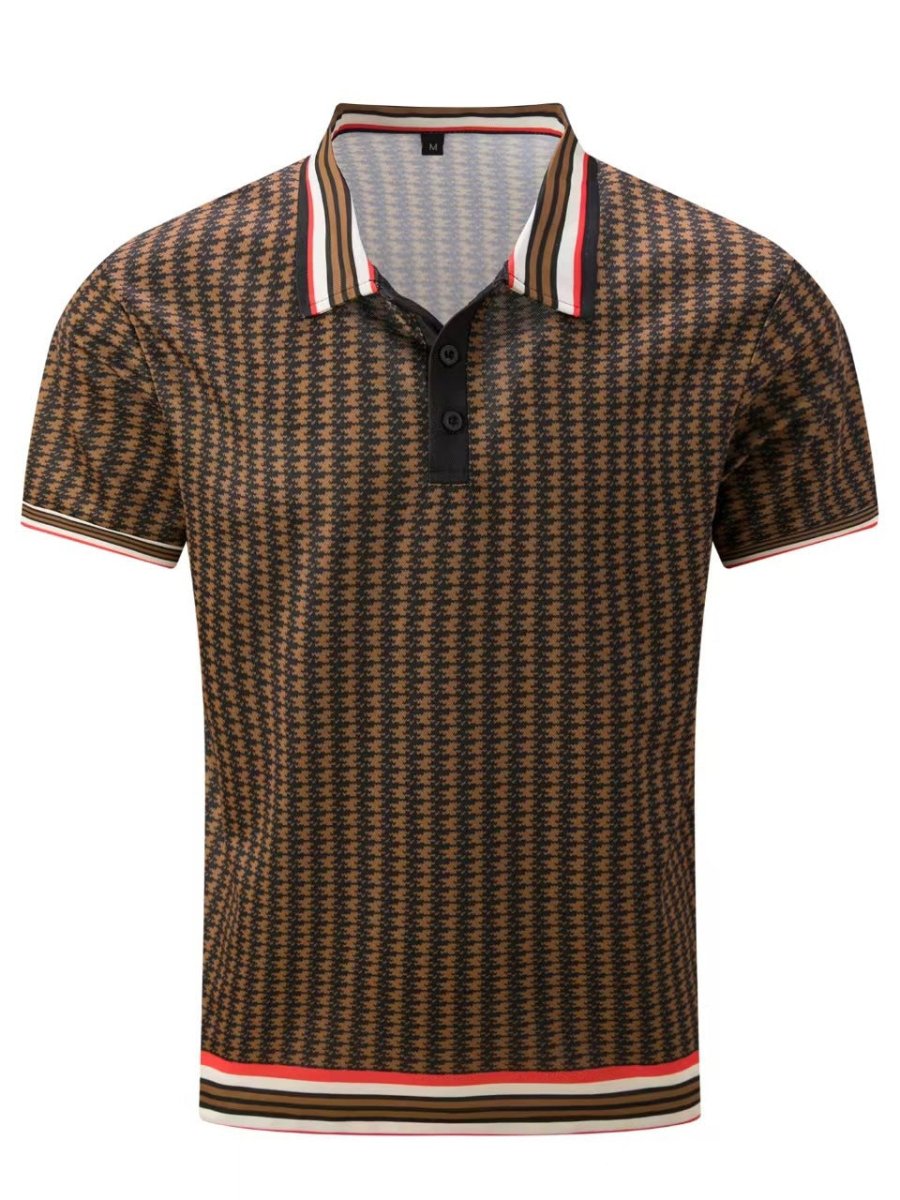 Color Block Button Short Sleeve T-shirt Top - AmiraMart