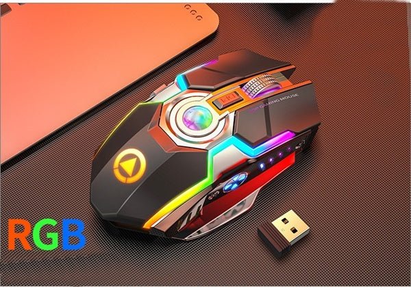 Color Wireless Gaming RGB Rechargeable Mute Button Mouse - AmiraMart