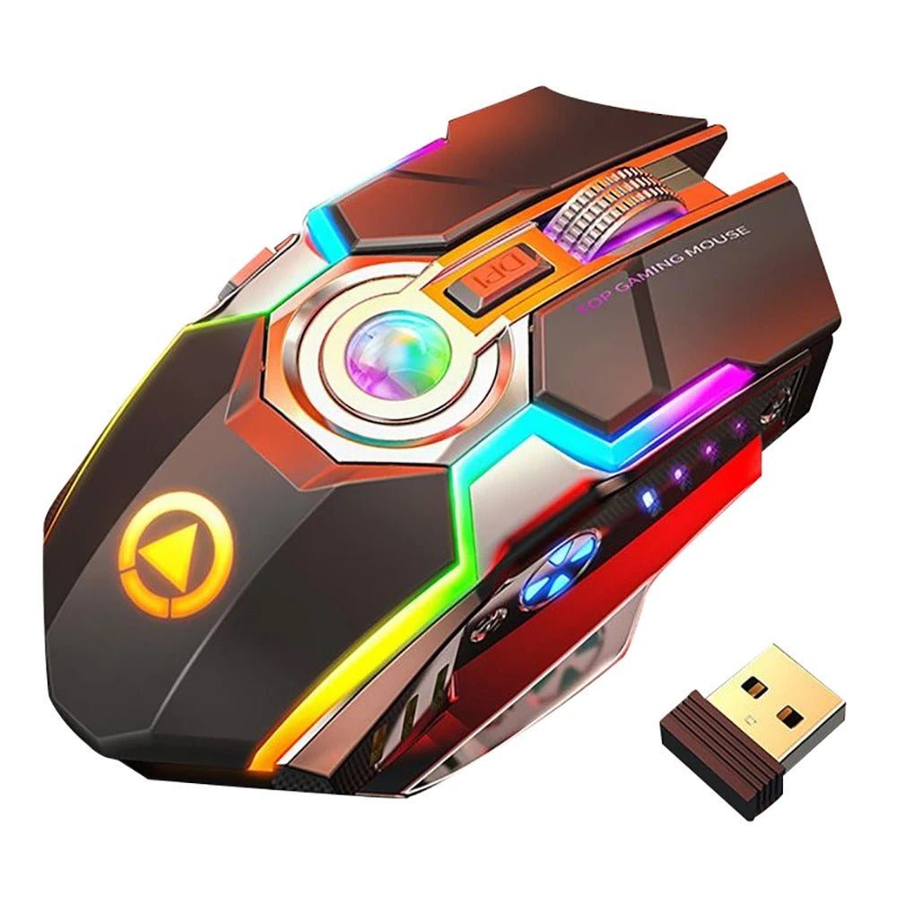 Color Wireless Gaming RGB Rechargeable Mute Button Mouse - AmiraMart