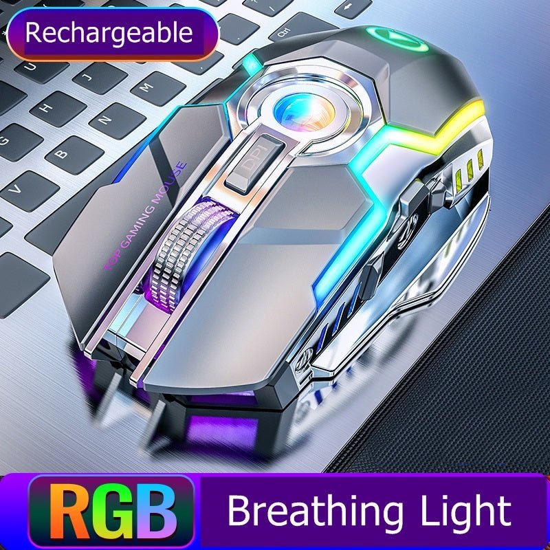 Color Wireless Gaming RGB Rechargeable Mute Button Mouse - AmiraMart