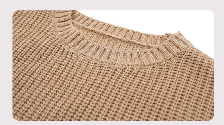 Contrast Color Sweater Lantern Sleeve Pullover - AmiraMart