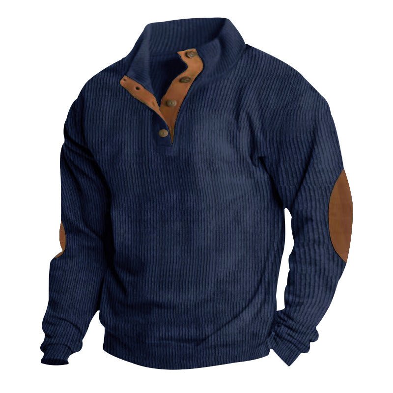 Corduroy Casual Stand Collar Long - sleeved Sweater - AmiraMart