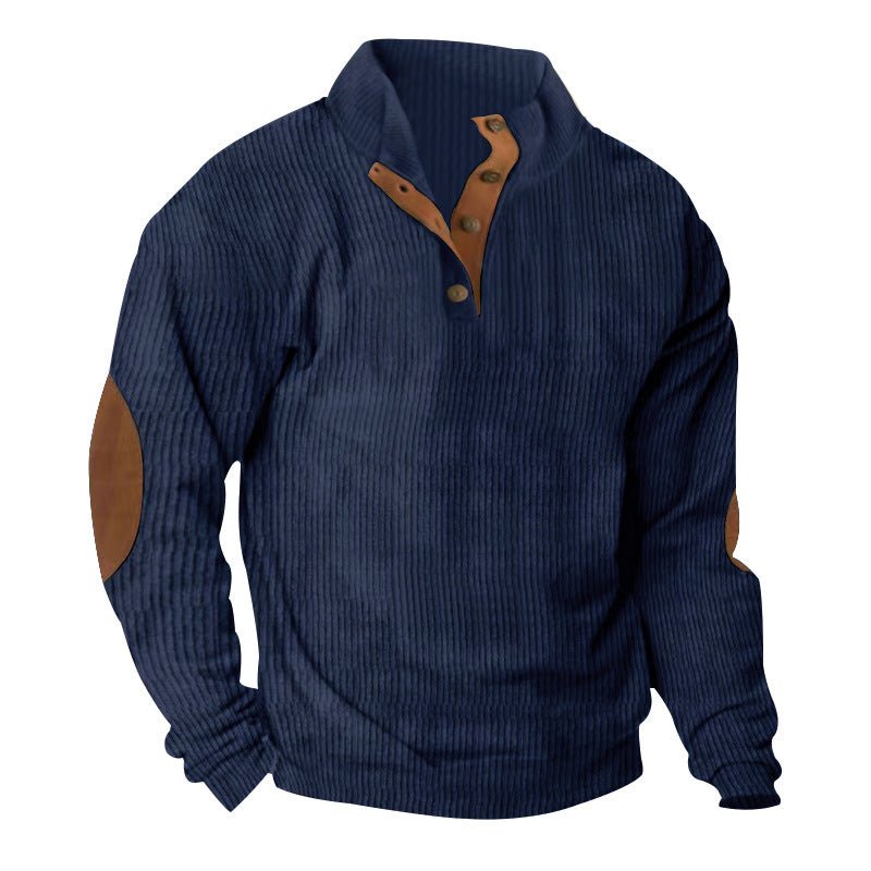 Corduroy Casual Stand Collar Long - sleeved Sweater - AmiraMart