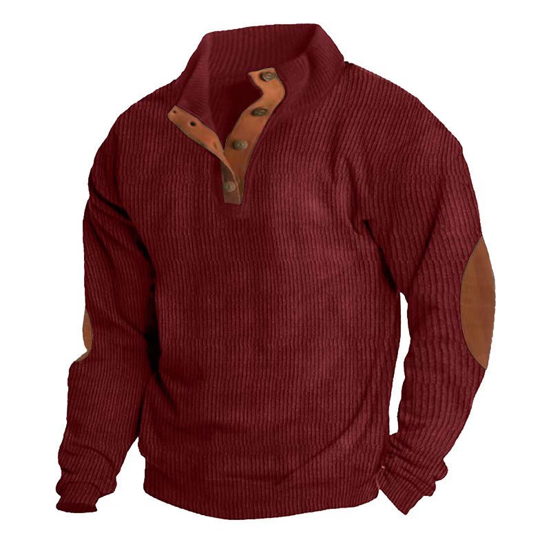 Corduroy Casual Stand Collar Long - sleeved Sweater - AmiraMart