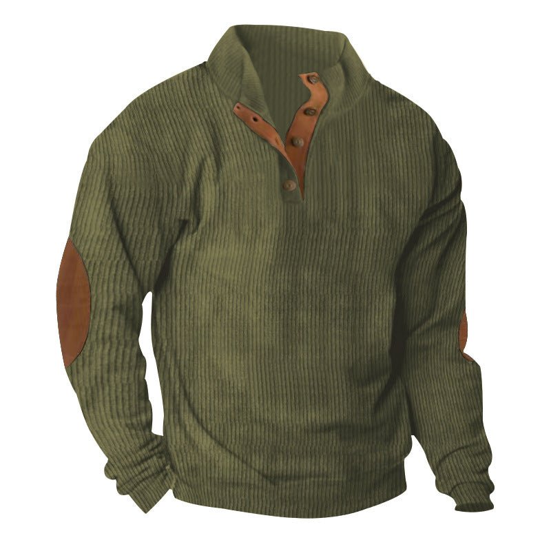 Corduroy Casual Stand Collar Long - sleeved Sweater - AmiraMart
