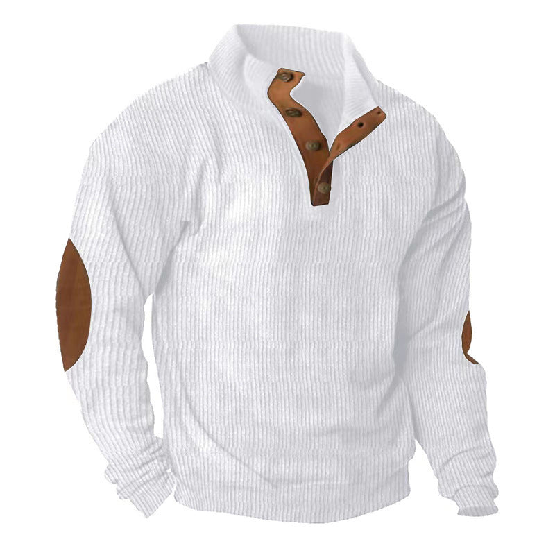 Corduroy Casual Stand Collar Long - sleeved Sweater - AmiraMart