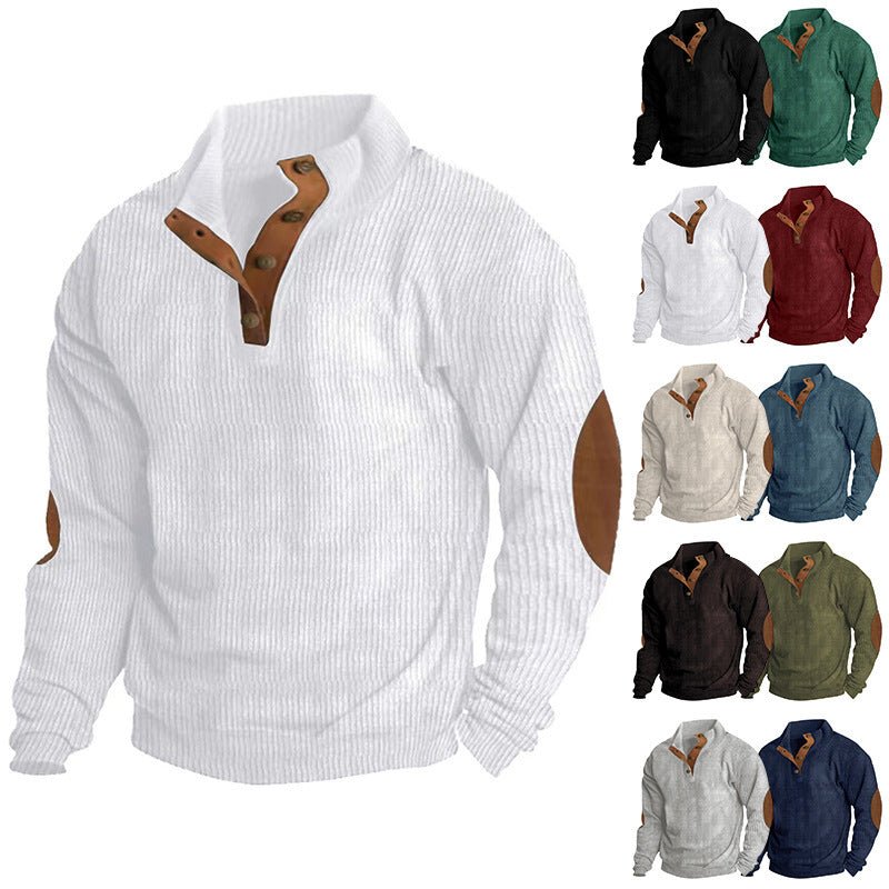 Corduroy Casual Stand Collar Long - sleeved Sweater - AmiraMart