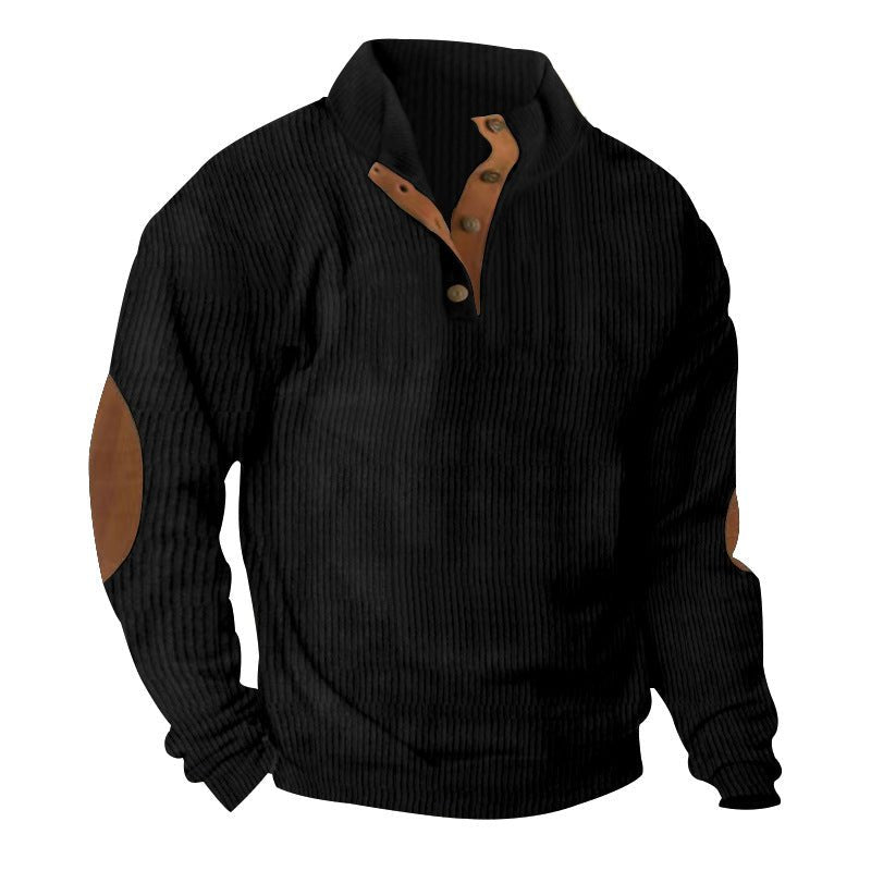Corduroy Casual Stand Collar Long - sleeved Sweater - AmiraMart