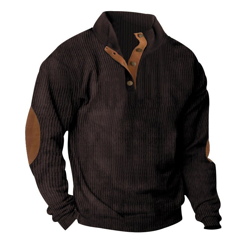 Corduroy Casual Stand Collar Long - sleeved Sweater - AmiraMart