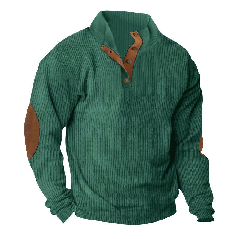 Corduroy Casual Stand Collar Long - sleeved Sweater - AmiraMart