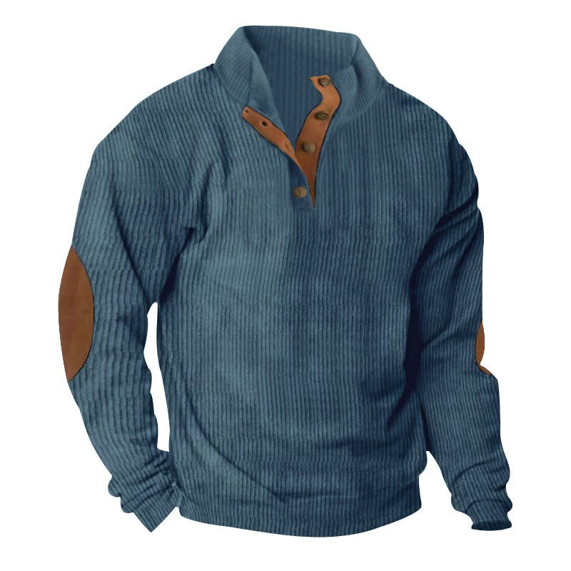 Corduroy Casual Stand Collar Long - sleeved Sweater - AmiraMart