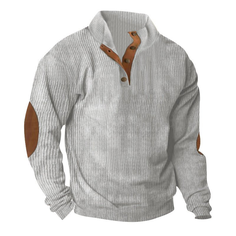 Corduroy Casual Stand Collar Long - sleeved Sweater - AmiraMart
