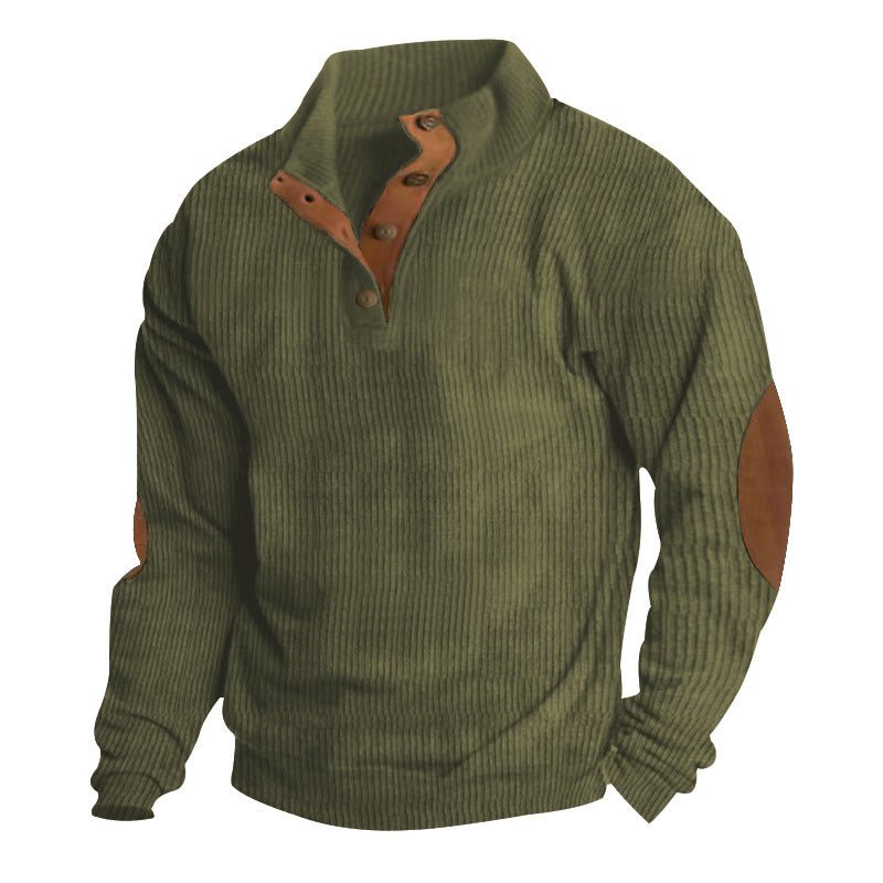 Corduroy Casual Stand Collar Long - sleeved Sweater - AmiraMart