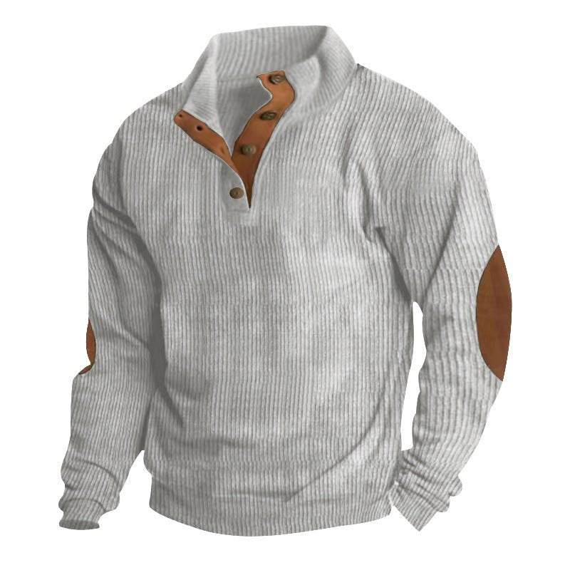 Corduroy Casual Stand Collar Long - sleeved Sweater - AmiraMart