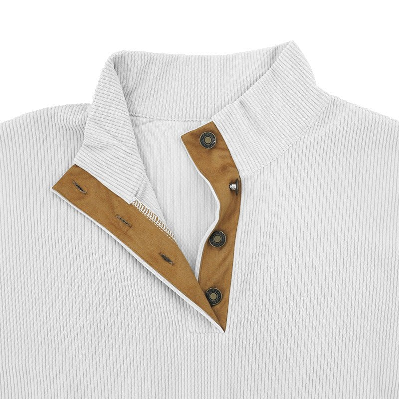 Corduroy Casual Stand Collar Sweater - AmiraMart