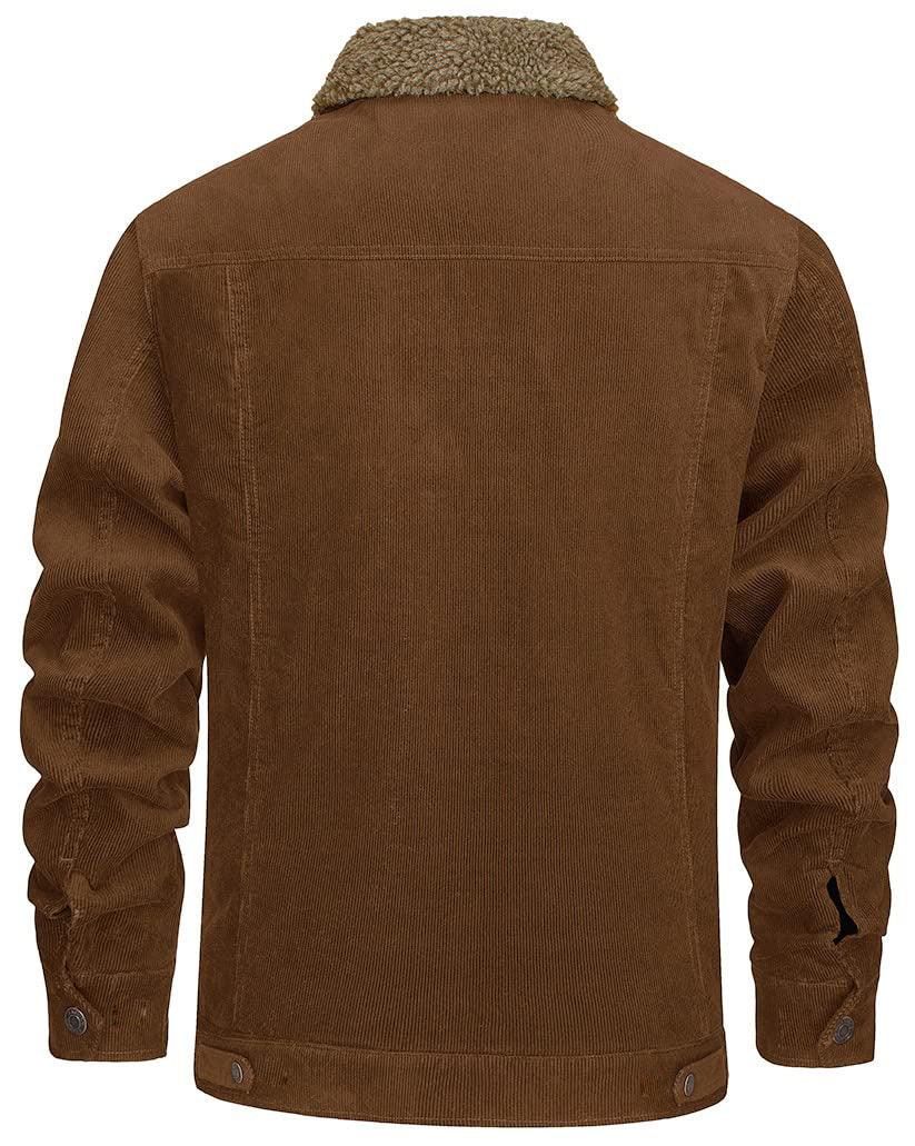Corduroy Lapel Long Sleeve Plush Jacket Coat - AmiraMart