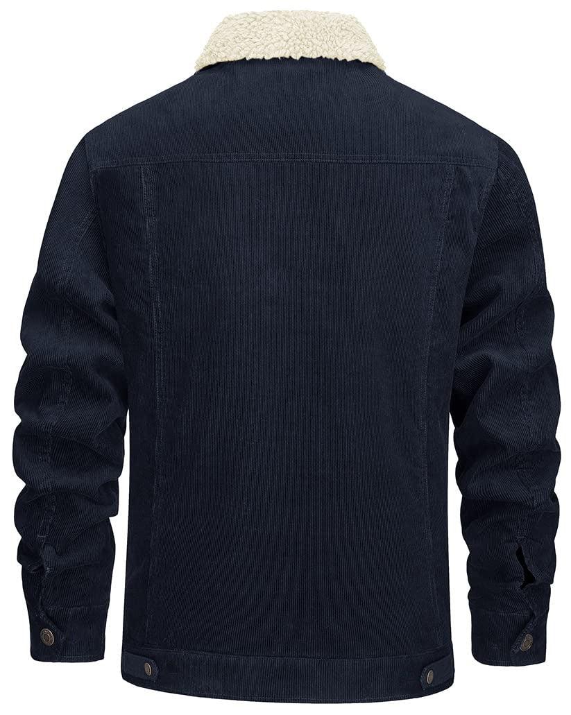 Corduroy Lapel Long Sleeve Plush Jacket Coat - AmiraMart