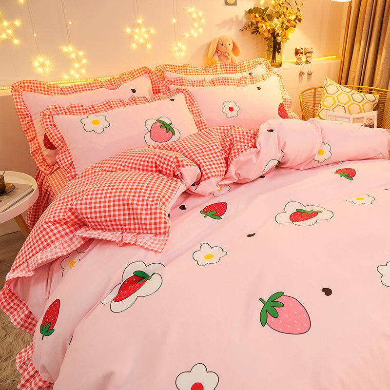 Cotton Floral Duvet Cover Bed Sheet Bed Skirt Three Or Four Piece Suit - AmiraMart