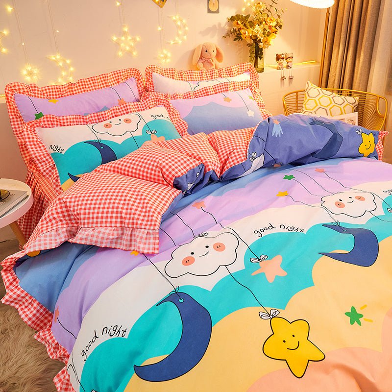 Cotton Floral Duvet Cover Bed Sheet Bed Skirt Three Or Four Piece Suit - AmiraMart