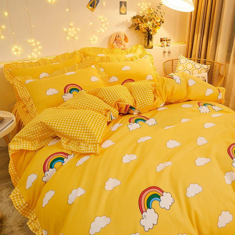 Cotton Floral Duvet Cover Bed Sheet Bed Skirt Three Or Four Piece Suit - AmiraMart