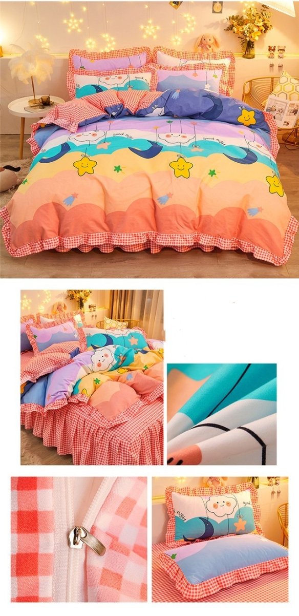 Cotton Floral Duvet Cover Bed Sheet Bed Skirt Three Or Four Piece Suit - AmiraMart