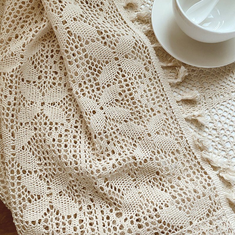 Cotton Linen Crochet Hollow Living Room Curtains - AmiraMart