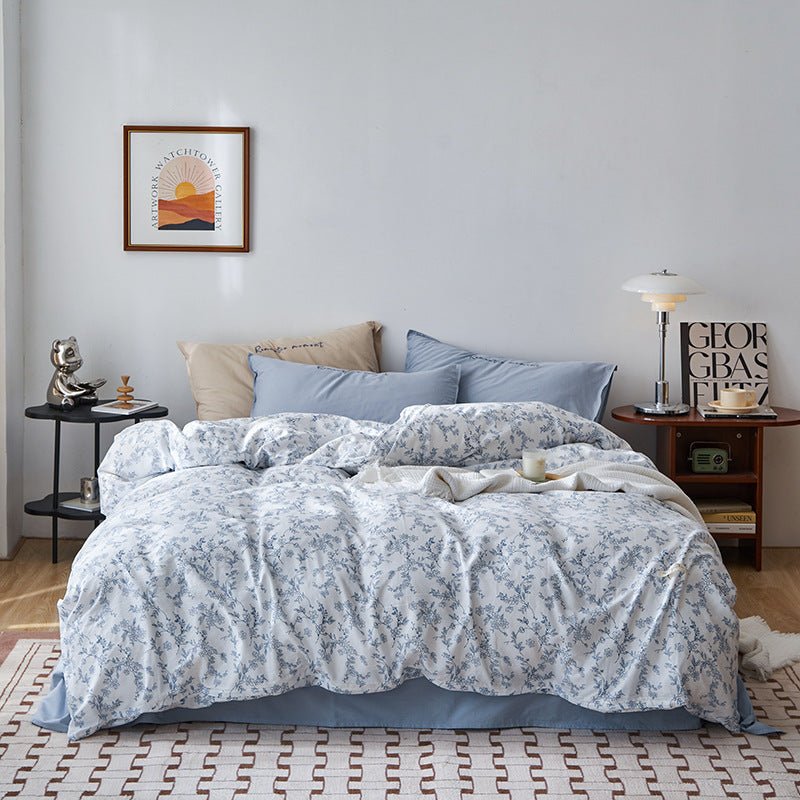 Cotton Washed Double - layer Yarn Four - piece Bedding Set - AmiraMart