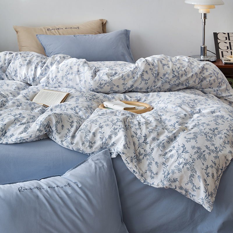 Cotton Washed Double - layer Yarn Four - piece Bedding Set - AmiraMart
