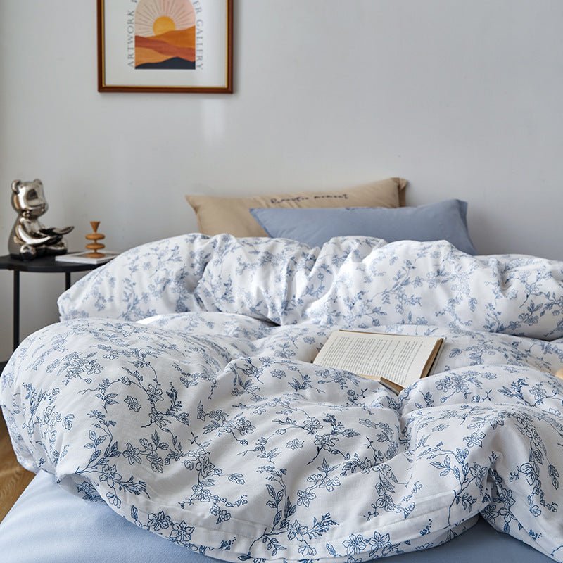Cotton Washed Double - layer Yarn Four - piece Bedding Set - AmiraMart