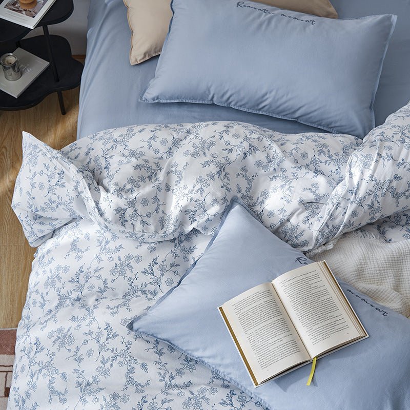 Cotton Washed Double - layer Yarn Four - piece Bedding Set - AmiraMart
