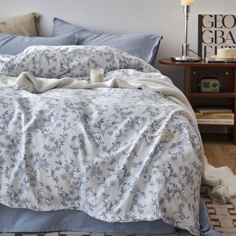 Cotton Washed Double - layer Yarn Four - piece Bedding Set - AmiraMart