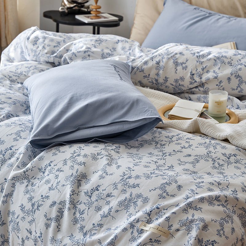 Cotton Washed Double - layer Yarn Four - piece Bedding Set - AmiraMart