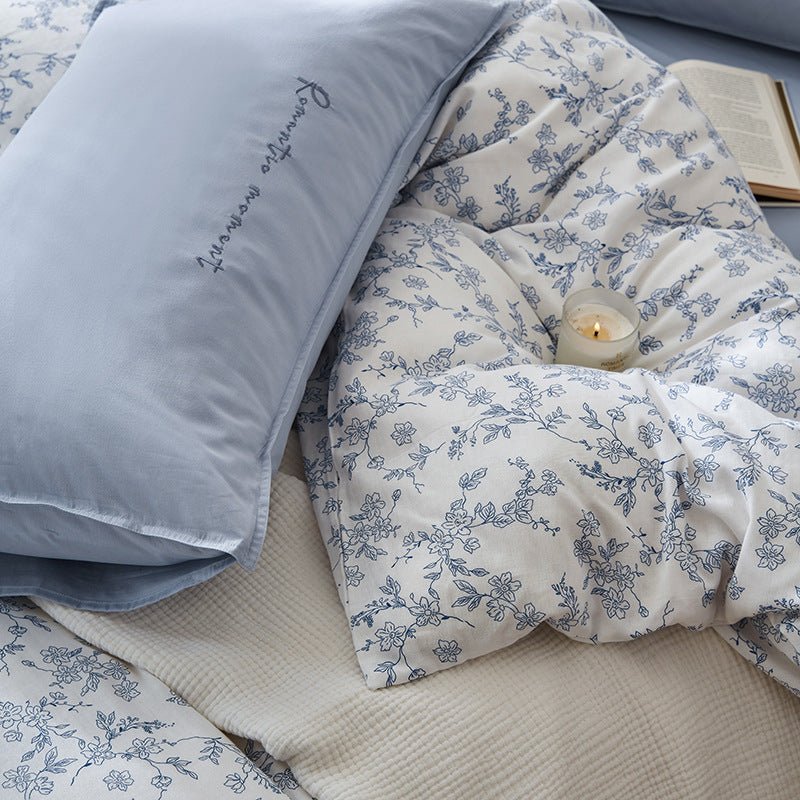 Cotton Washed Double - layer Yarn Four - piece Bedding Set - AmiraMart