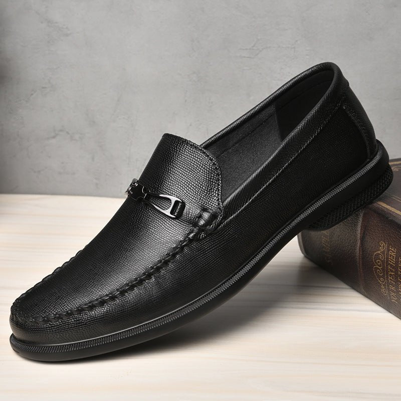 Cowhide Embossed Business Leisure Slip On - AmiraMart