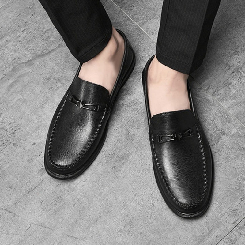 Cowhide Embossed Business Leisure Slip On - AmiraMart