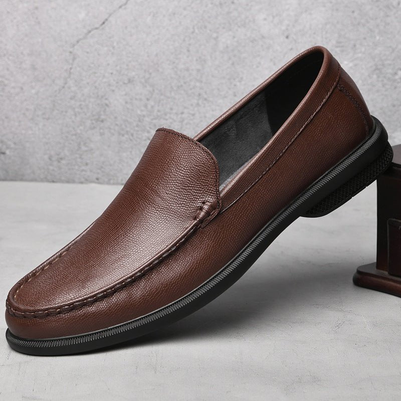 Cowhide Embossed Business Leisure Slip On - AmiraMart