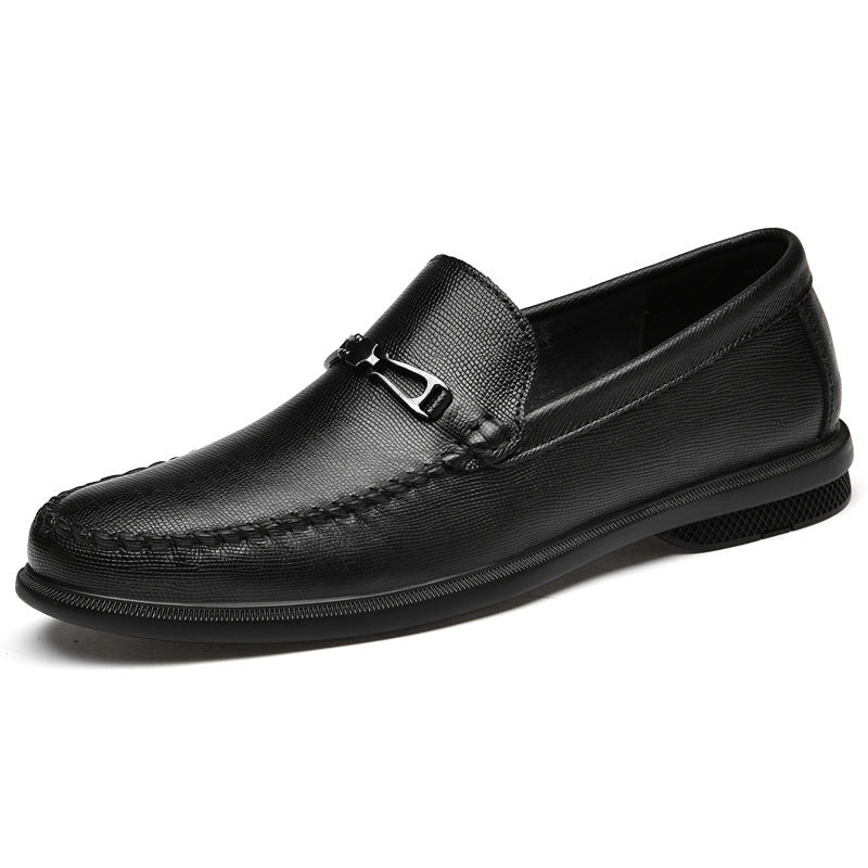 Cowhide Embossed Business Leisure Slip On - AmiraMart